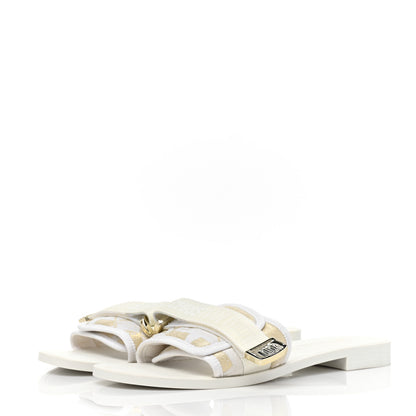 Christian Dior Technical Stretch Fabric Etoile Dio(r)evolution Slide Sandals 39 White Gold 3 of 9