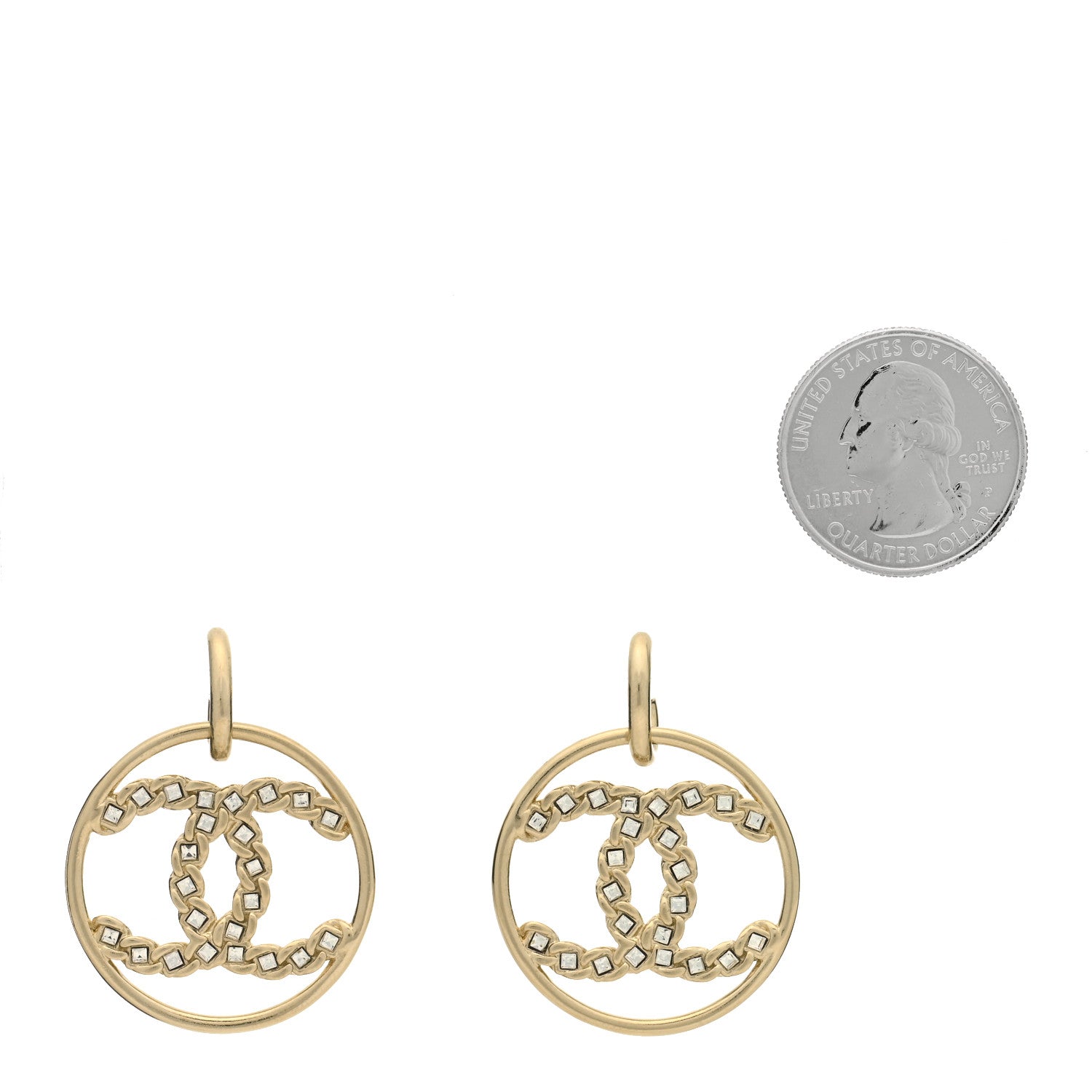 Chanel Baguette Crystal High Society CC Drop Earrings Gold 2 of 5