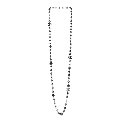 Chanel Ruthenium Pearl Beaded CC Long Necklace Black 3 of 6