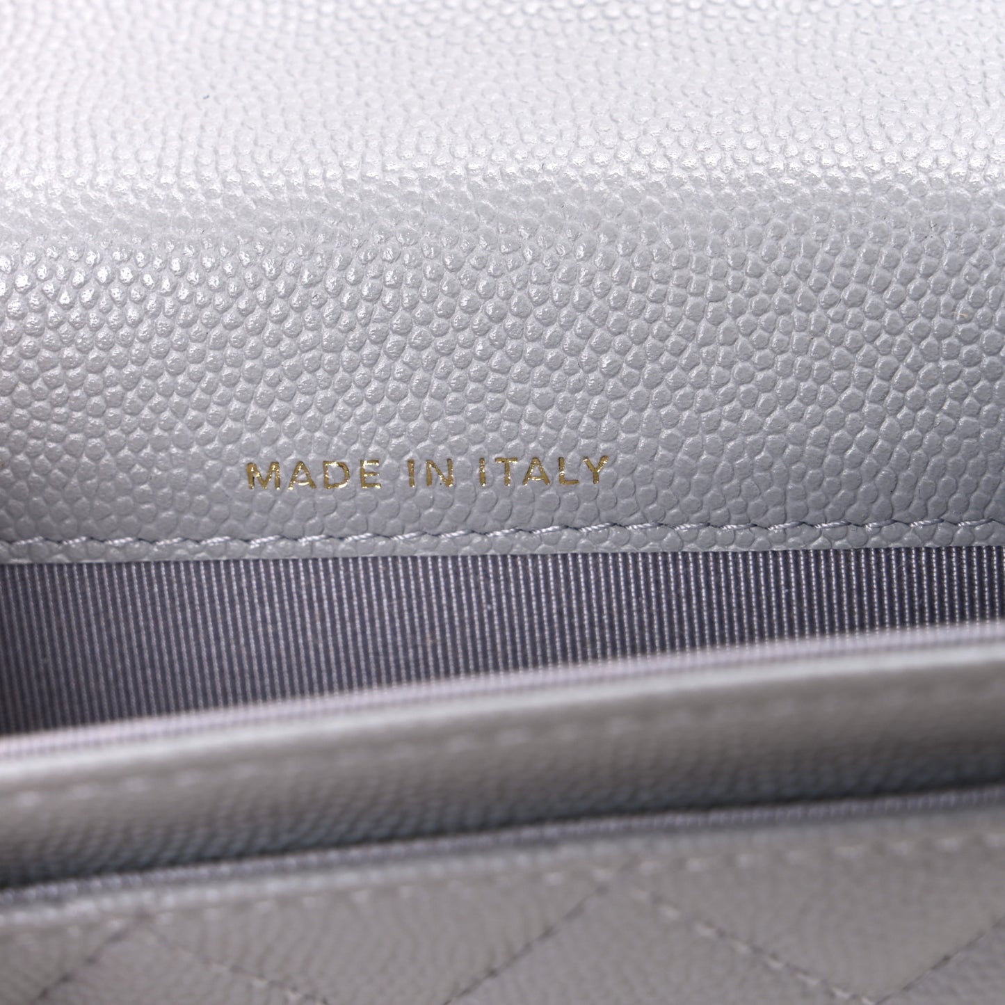Caviar Quilted Flap Card Holder Wallet Grey