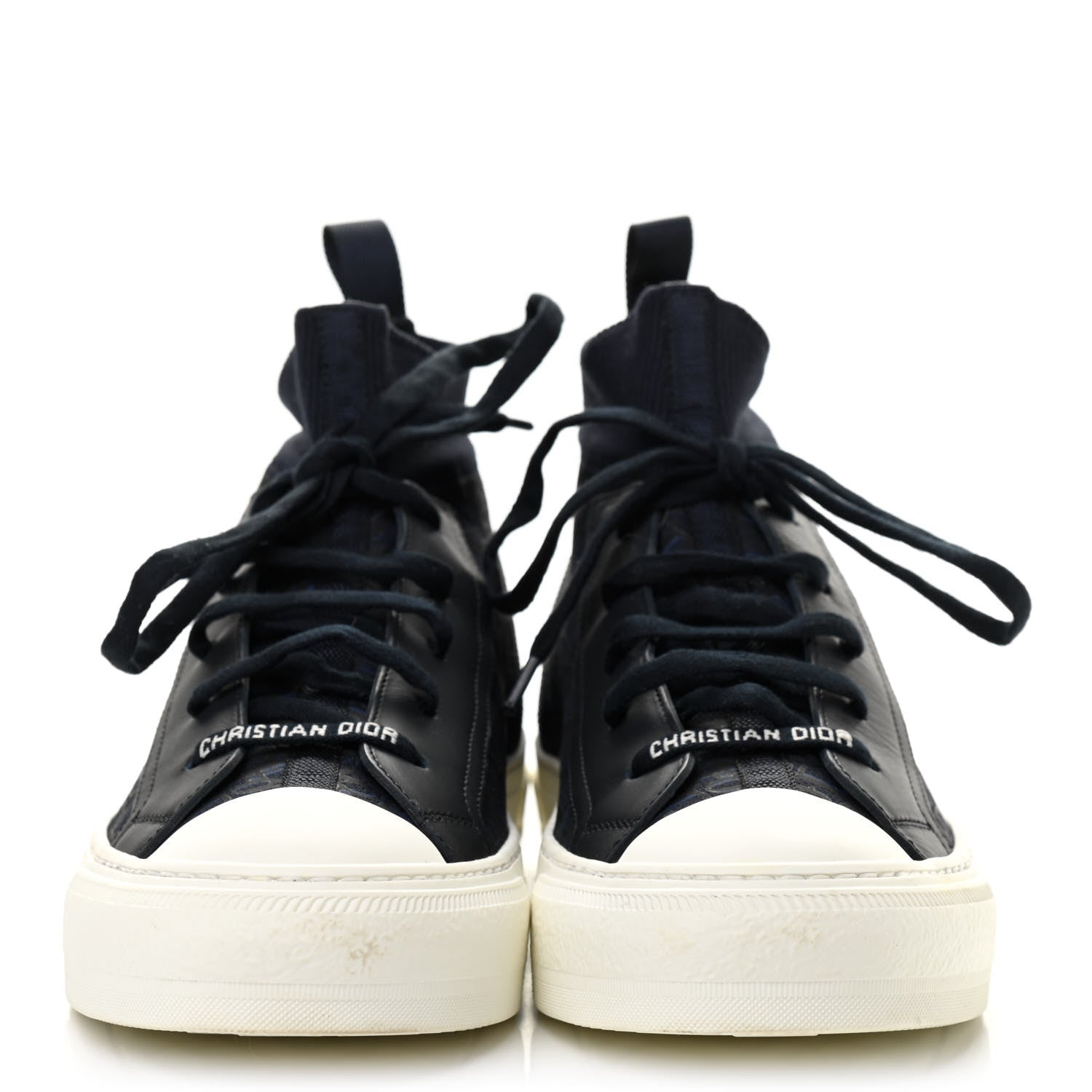 Christian Dior Technical Mesh Calfskin Womens Oblique Walk'N'Dior High Top Sneakers 39.5 Deep Blue 2 of 7