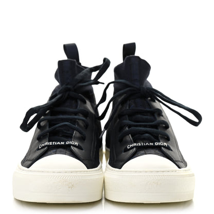 Christian Dior Technical Mesh Calfskin Womens Oblique Walk'N'Dior High Top Sneakers 39.5 Deep Blue 2 of 7