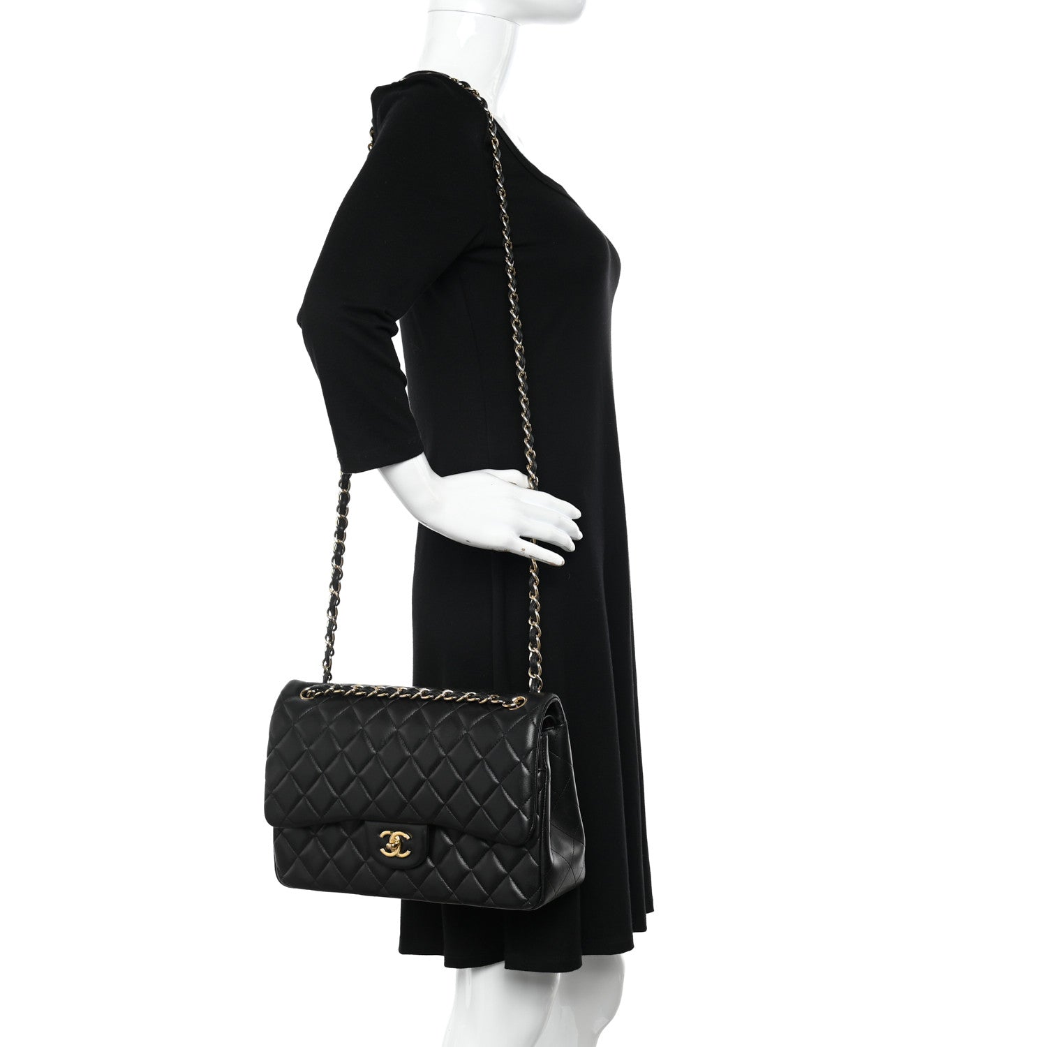 Chanel Lambskin Quilted Jumbo Double Flap Black 2 of 19