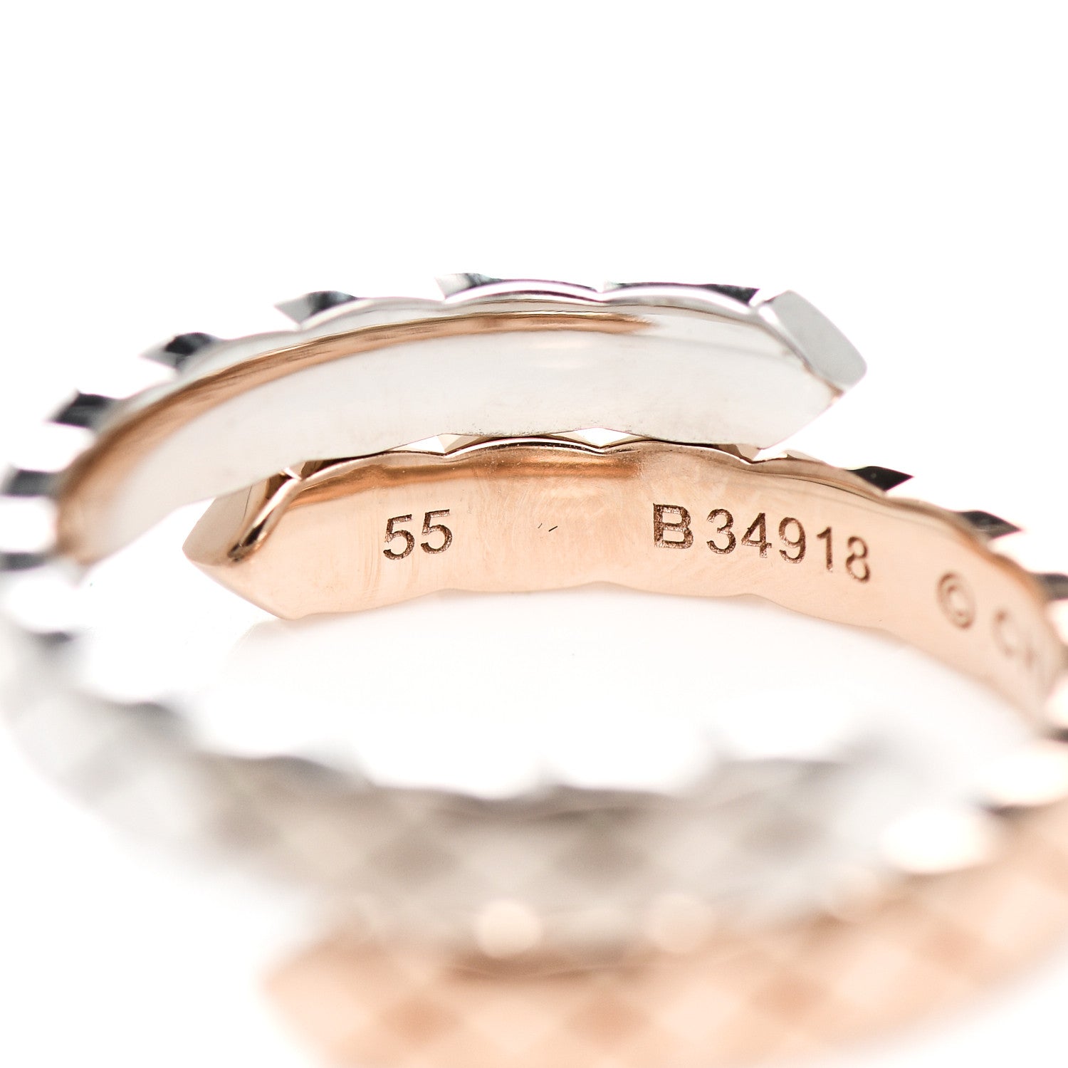 Chanel 18K White Beige Gold Diamond Coco Crush Toi et Moi Ring 55 7.25 6 of 7
