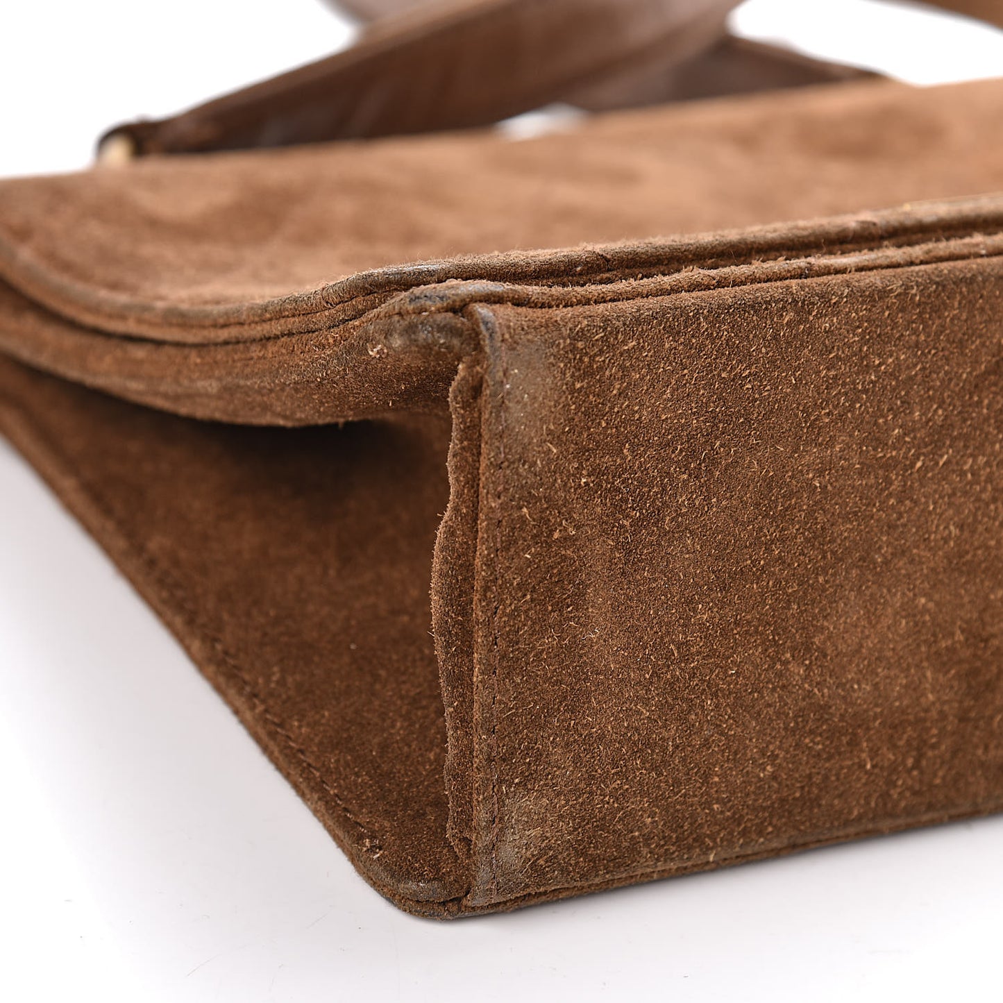 Suede Stitched Shoulder Bag Brown