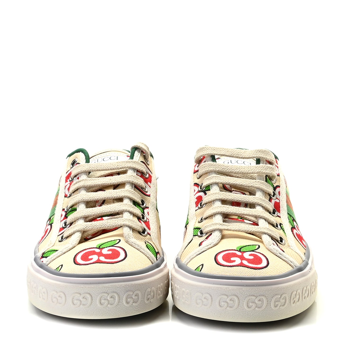 Canvas Web GG Apple Womens 1977 Tennis Sneakers 37 Ivory Red Mystic White New Shamarock