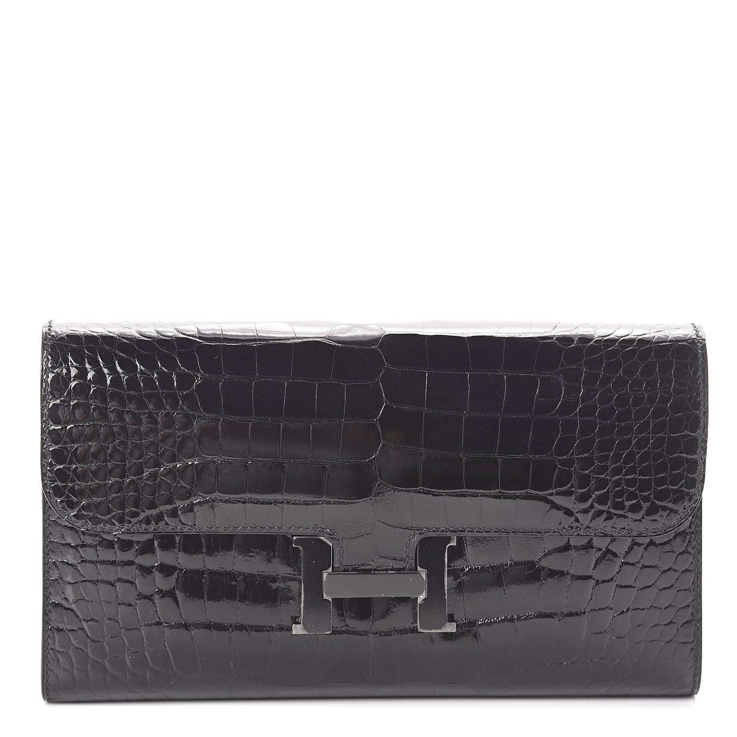 Hermes Shiny Alligator Constance Wallet Black 1 of 14