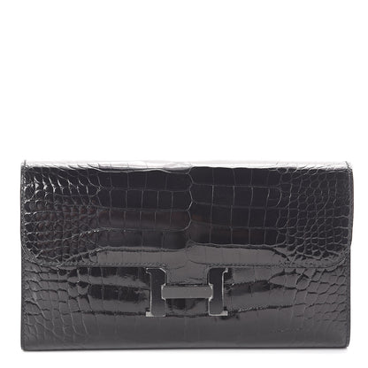Hermes Shiny Alligator Constance Wallet Black 1 of 14
