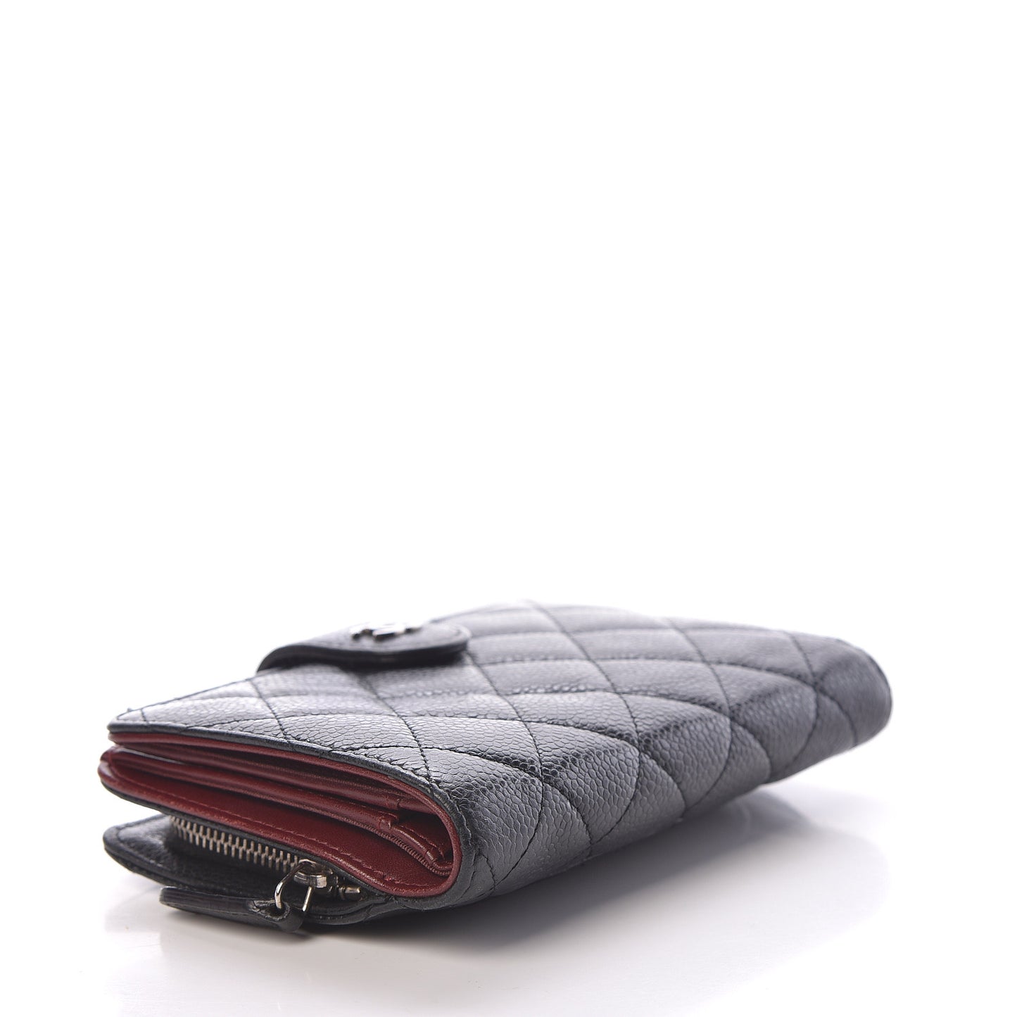 Caviar Quilted Zipped Pocket Wallet Black