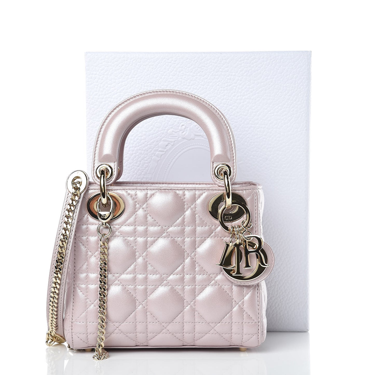 Metallic Lambskin Cannage Mini Lady Dior Lotus