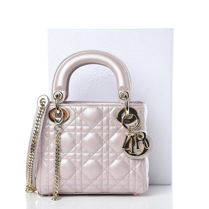 Christian Dior Metallic Lambskin Cannage Mini Lady Dior Lotus 11 of 11