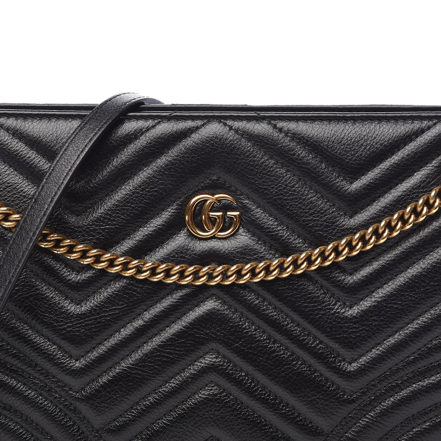 Gucci Azalea Calfskin Matelasse Heart Medium GG Marmont Slim Shoulder Bag Black 8 of 10