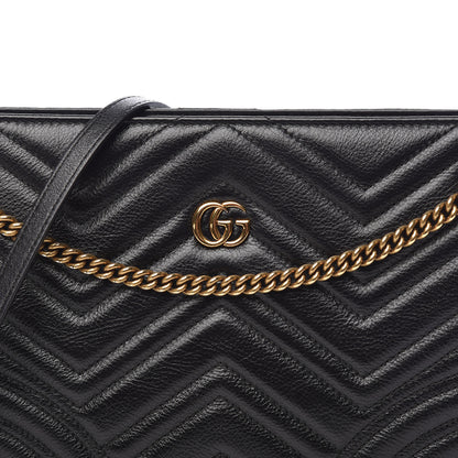 Gucci Azalea Calfskin Matelasse Heart Medium GG Marmont Slim Shoulder Bag Black 8 of 10