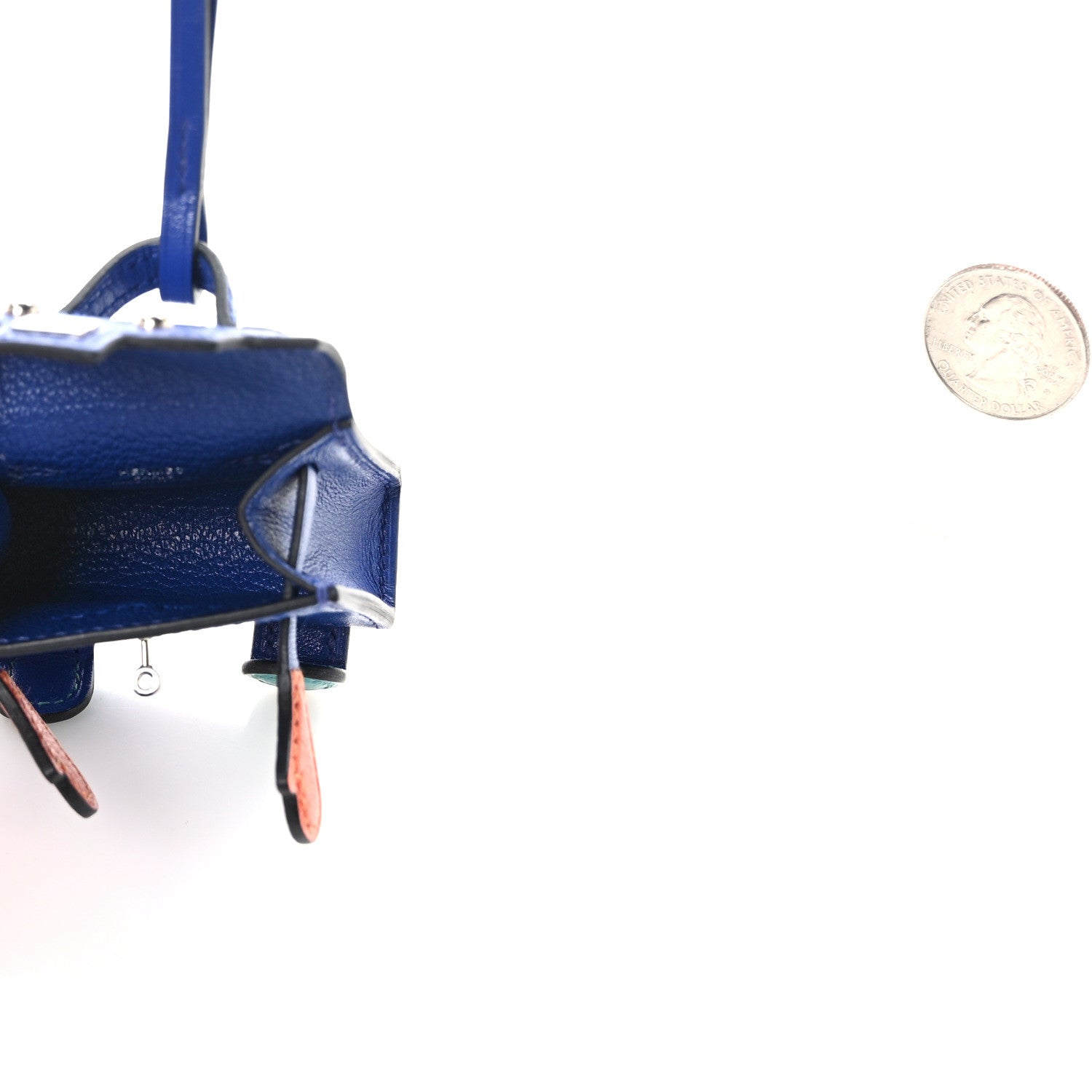 Hermes Tadelakt Chevre Mysore Kelly Quelle Idole Bag Charm Bleu Electrique Feu Jaune De Naples Vert Verone 4 of 6