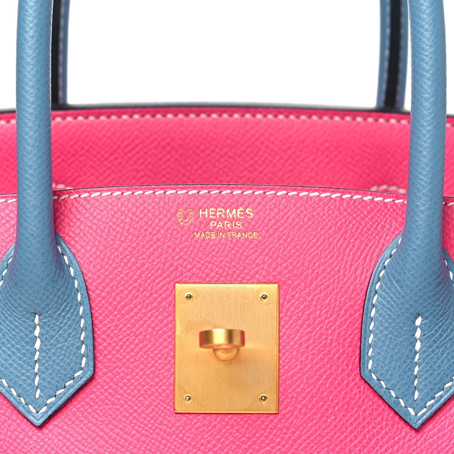 Epsom Horseshoe Birkin 30 Rose Tyrien Blue Jean