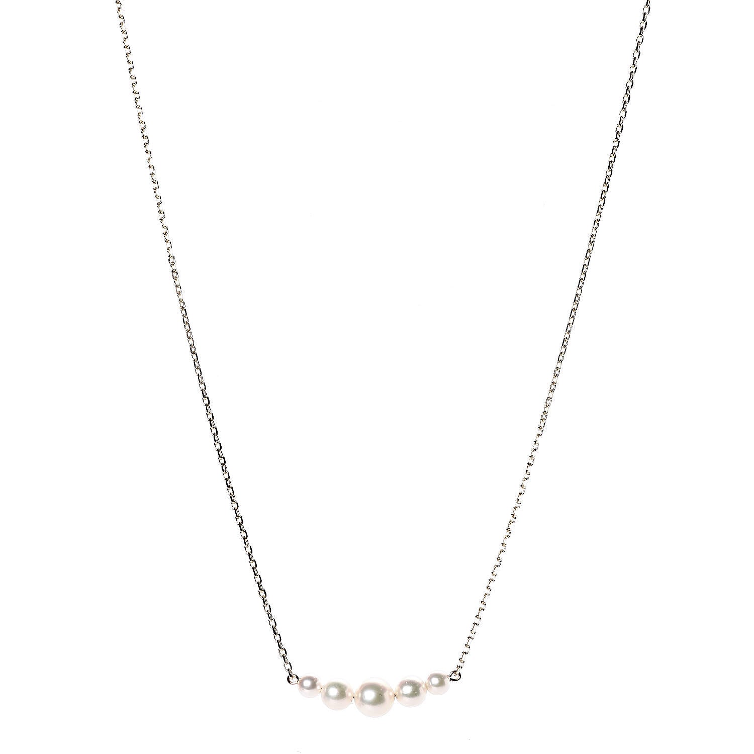 Mikimoto 14K Yellow Gold Akoya Pearl 3.5-6mm Station Pendant Necklace 1 of 4
