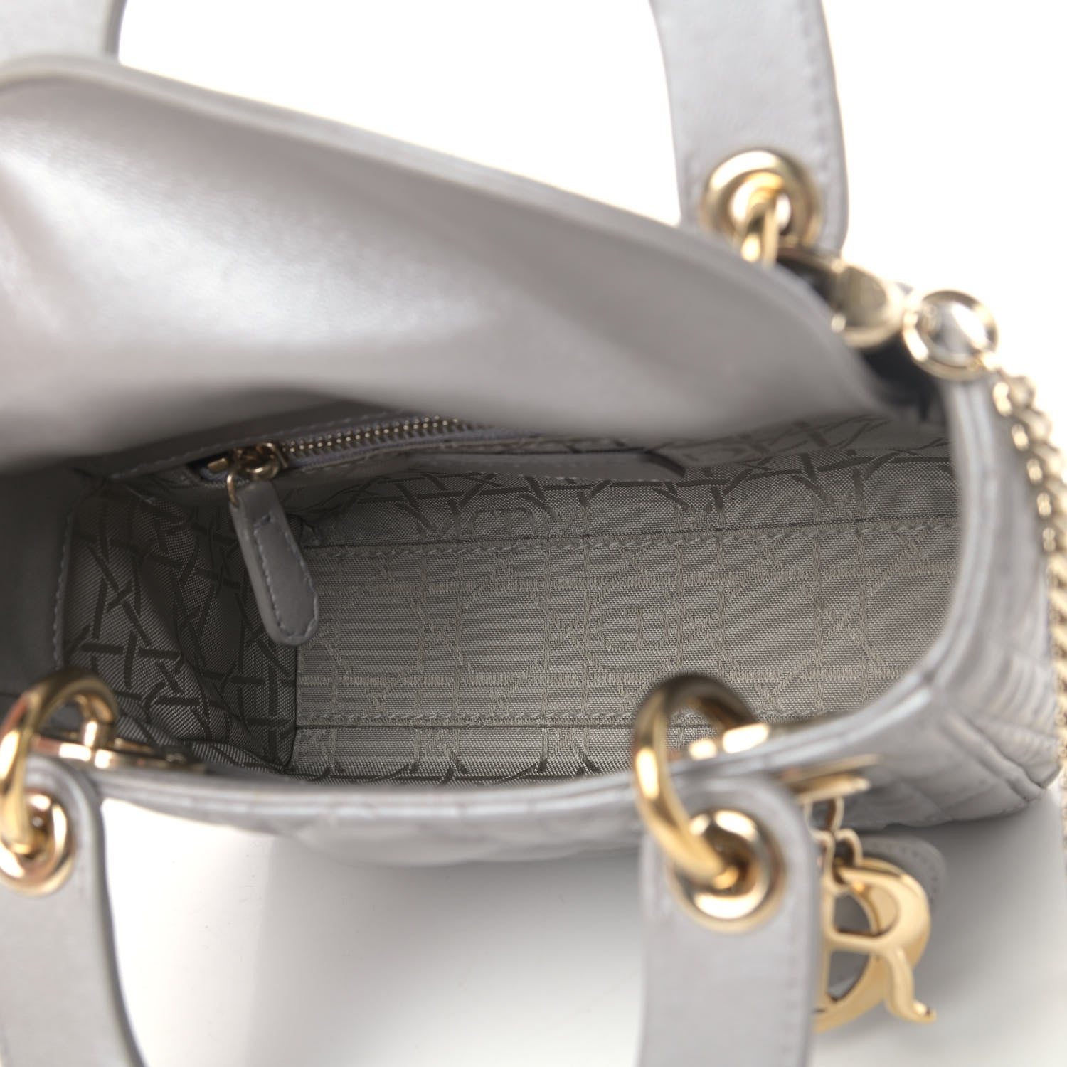 Christian Dior Metallic Lambskin Cannage Mini Lady Dior Grey 4 of 4