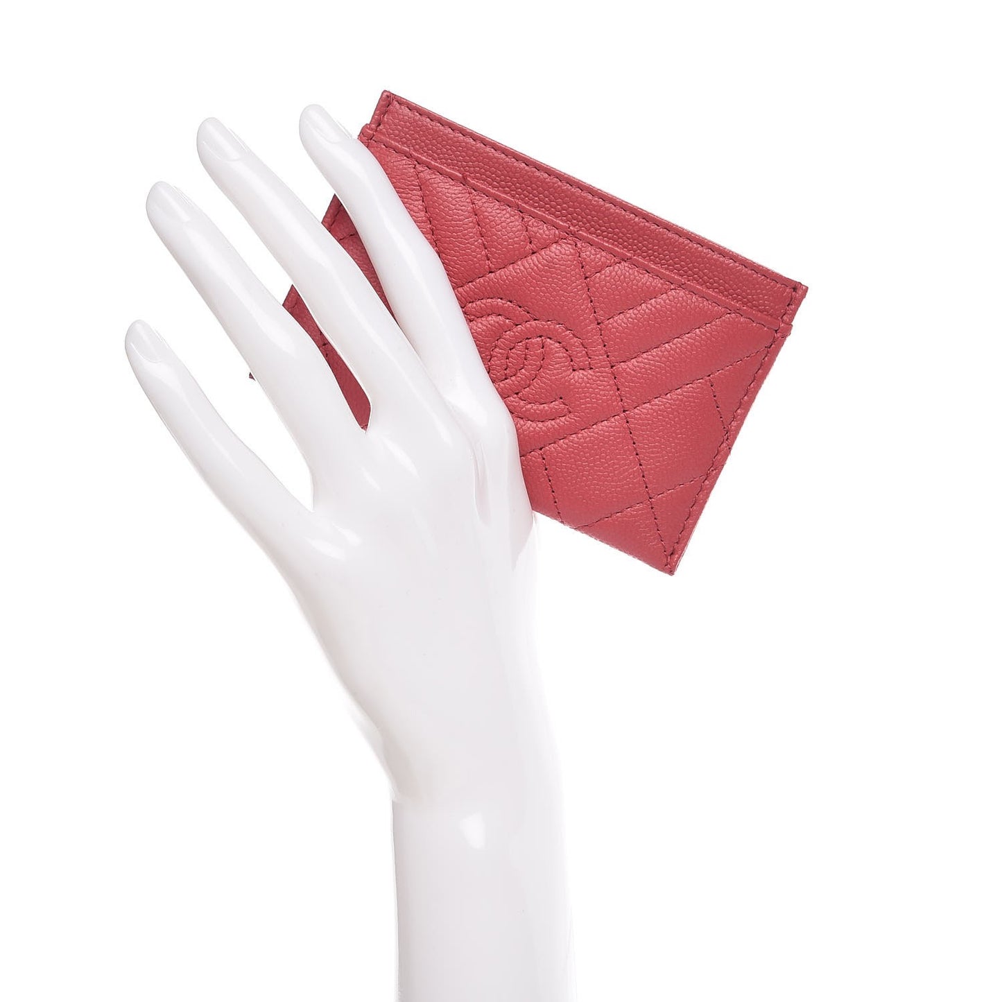 Caviar Quilted Diamond CC Duo Card Holder Dark Pink