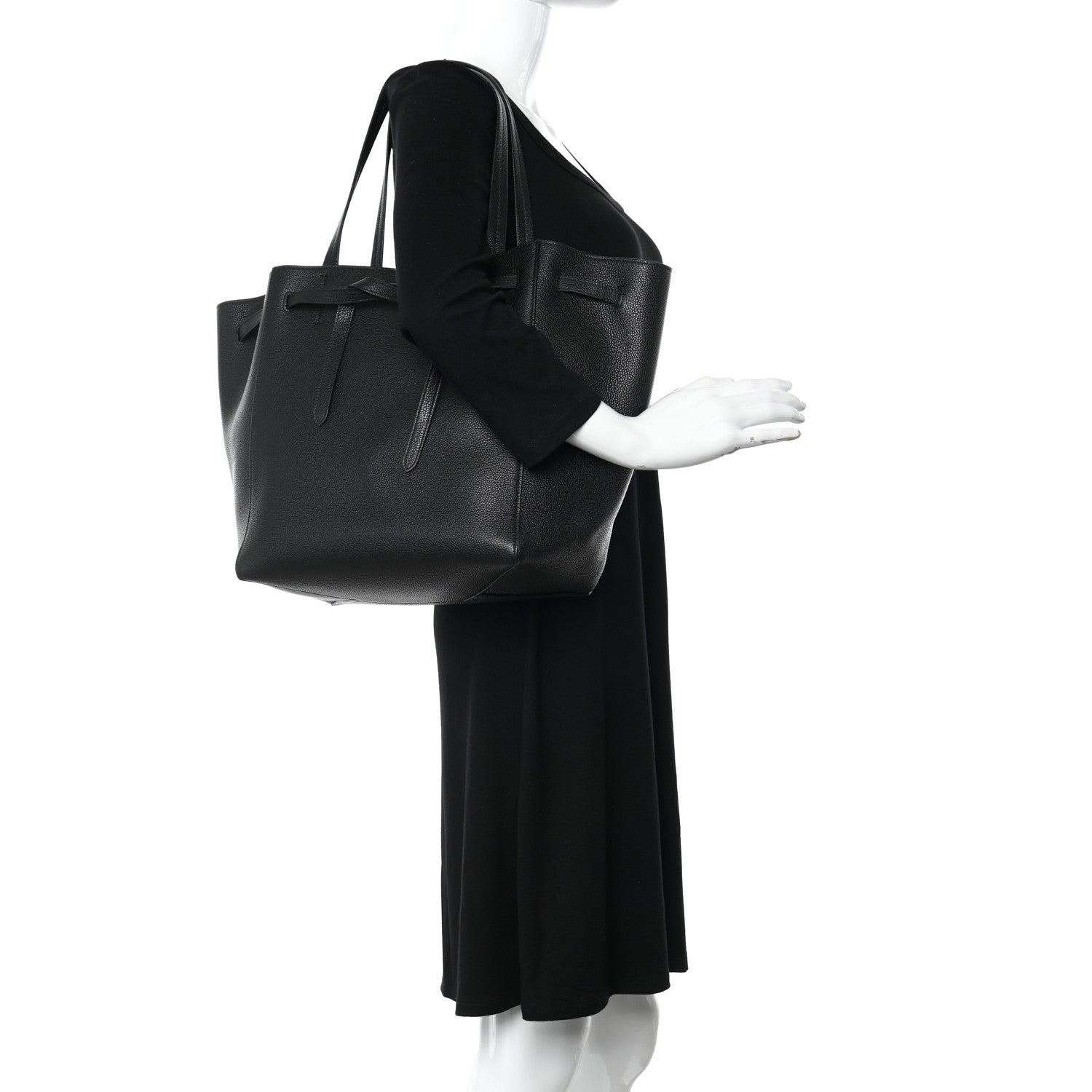 Celine Soft Grained Calfskin Medium Belt Cabas Phantom Black 2 of 11