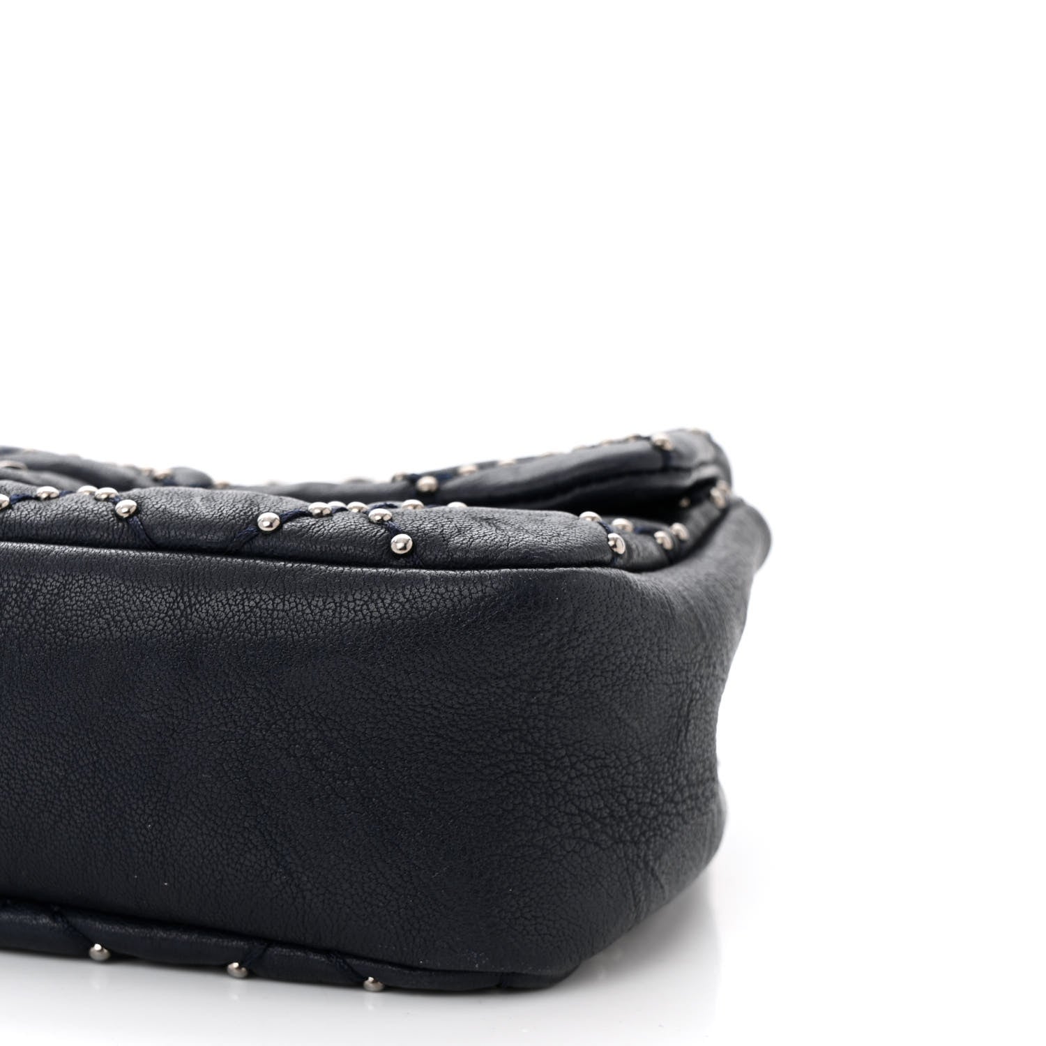 Chanel Washed Lambskin Studded Metal Beauty Flap Navy 8 of 9