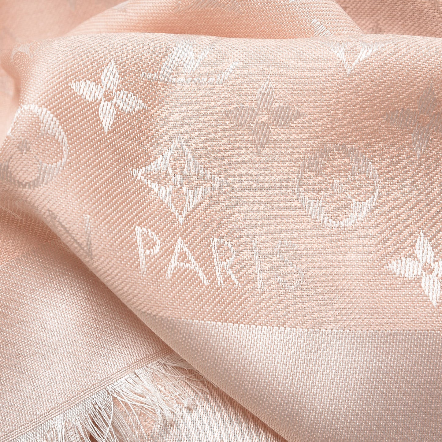 Silk Wool Monogram Shawl Rose