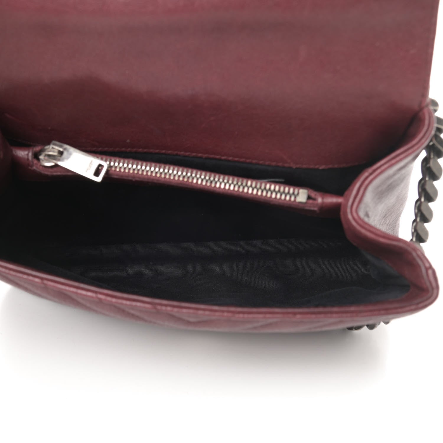 Saint Laurent Sheepskin Matelasse Chevron Monogram Medium College Bag Rouge Legion 5 of 14
