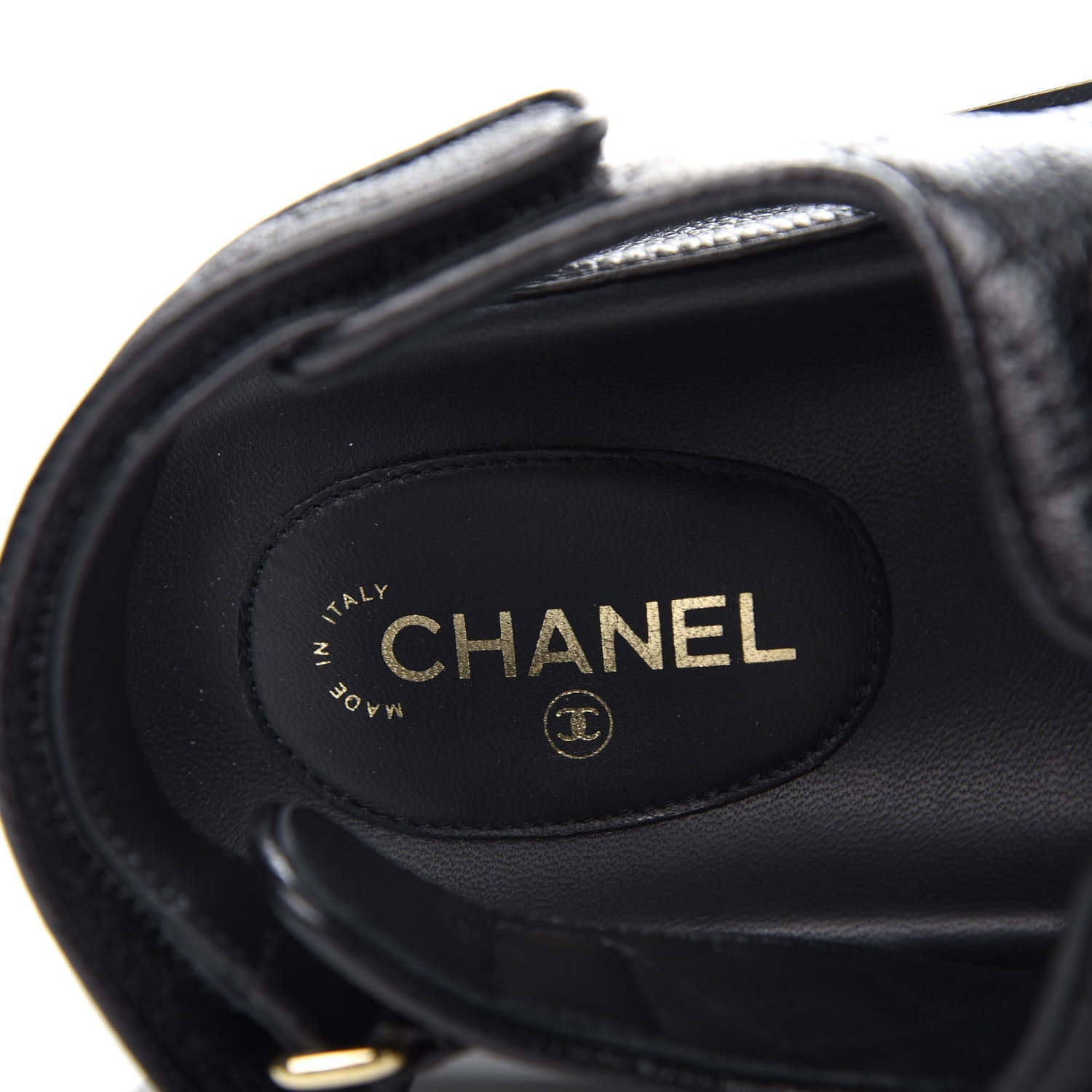 Chanel Grained Calfskin Velcro Dad Sandals 38 Black 8 of 11