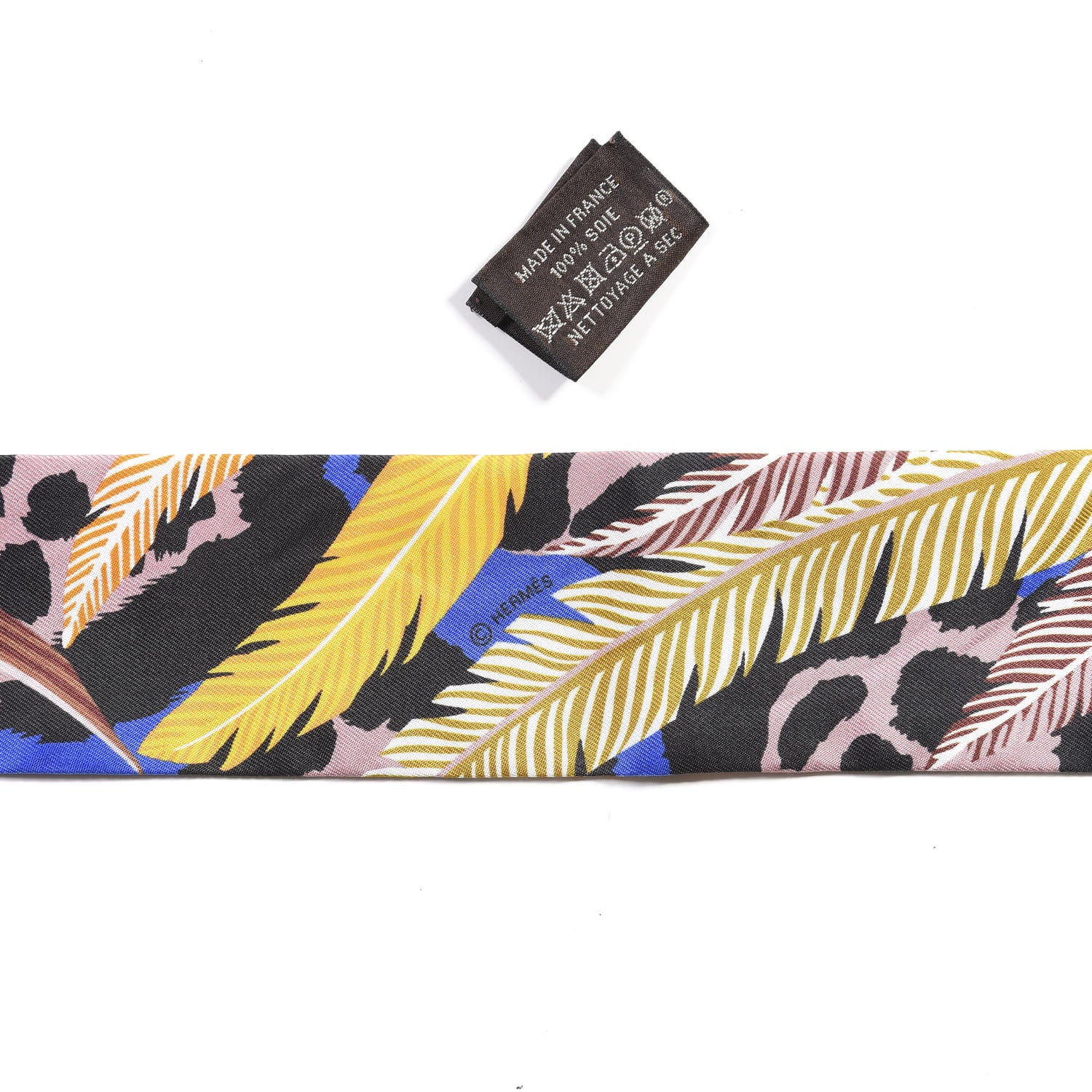 Hermes Silk Jaguar Quetzal Twilly Bleu Roy Brun Saumon 2 of 4