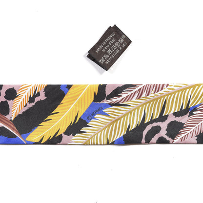 Hermes Silk Jaguar Quetzal Twilly Bleu Roy Brun Saumon 2 of 4