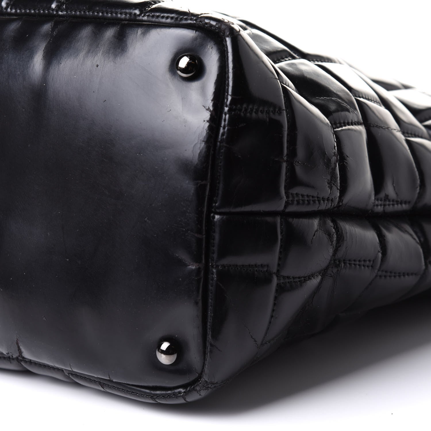 Chanel Vinyl Quilted Frozen Shopping Tote Black 10 of 15