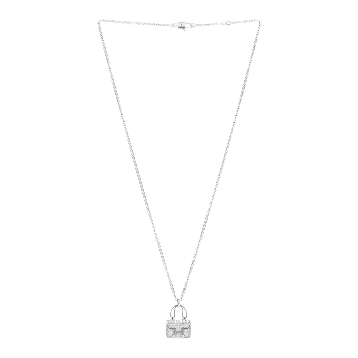 18K White Gold Diamond Constance Amulettes Pendant Necklace