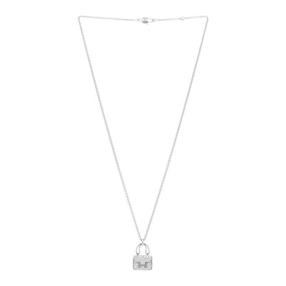 Hermes 18K White Gold Diamond Constance Amulettes Pendant Necklace 3 of 6