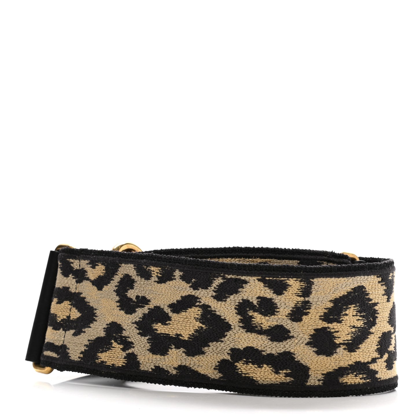 Canvas Mizza Embroidered Leopard Shoulder Strap Beige Black