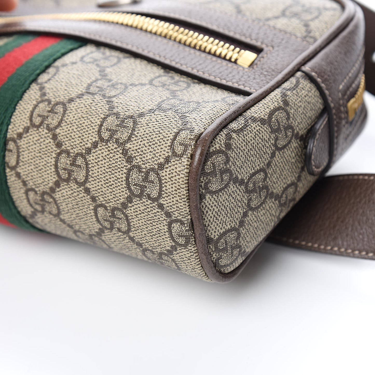 GG Supreme Monogram Web Small Ophidia Belt Bag 85 34 Dark Brown