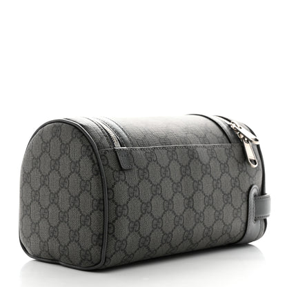 Gucci GG Supreme Monogram Textured Dollar Calfskin Ophidia Toiletry Case Grey Black Graphite Grey 3 of 7