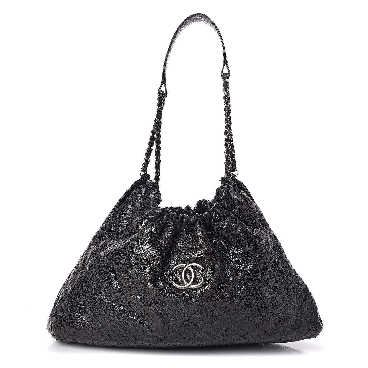 Chanel Distressed Glazed Caviar Quilted Medium Elastic Tote Black 1 of 11