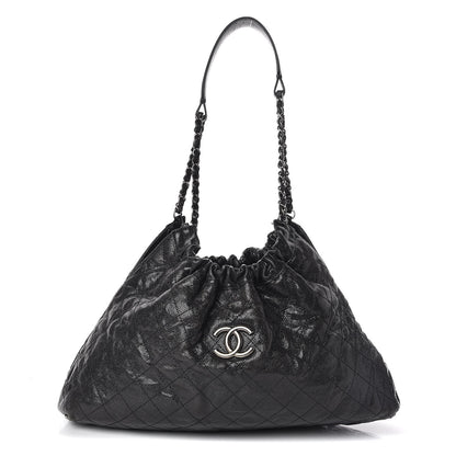 Chanel Distressed Glazed Caviar Quilted Medium Elastic Tote Black 1 of 11