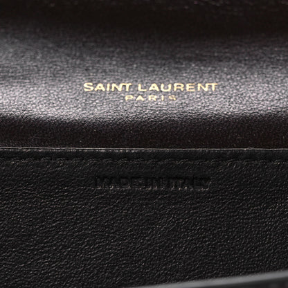 Saint Laurent Calfskin Crocodile Embossed Monogram Uptown Chain Wallet Fondente 6 of 11