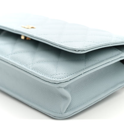 Chanel Caviar Quilted Wallet on Chain WOC Light Blue 11 of 11