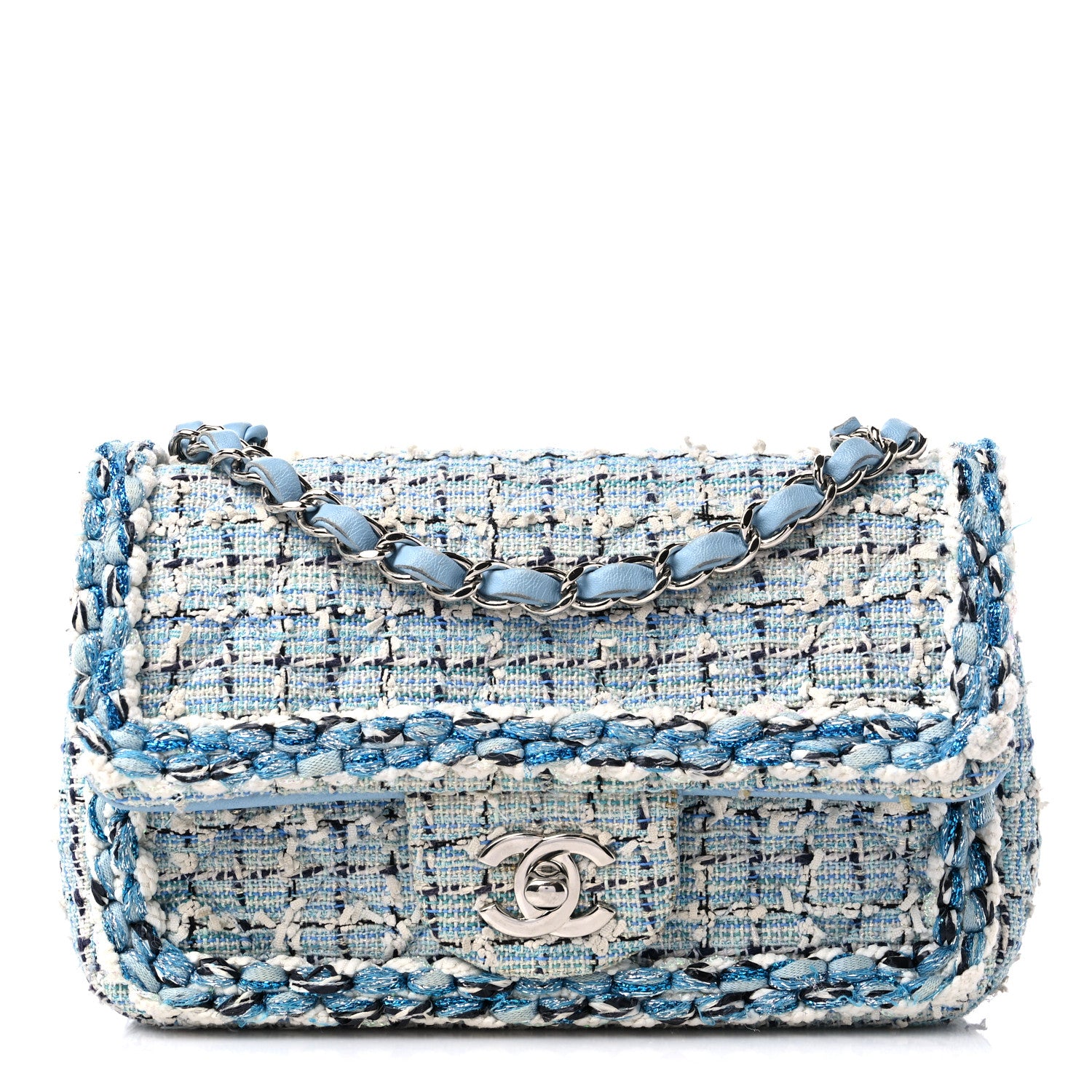 Chanel Tweed Braid Mini Flap Blue White Navy 1 of 12