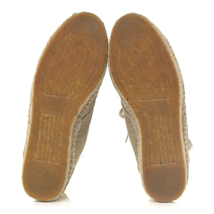 Chanel Striated Suede Espadrilles Sneakers 37 Light Grey 6 of 11