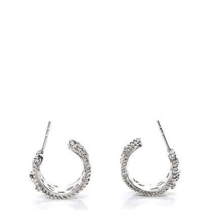 Chanel CC Camellia Hoop Earrings Silver 5 of 5