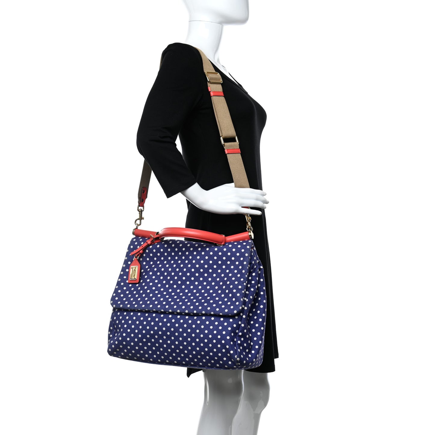Canvas Polka Dot Miss Sicily Satchel Blue