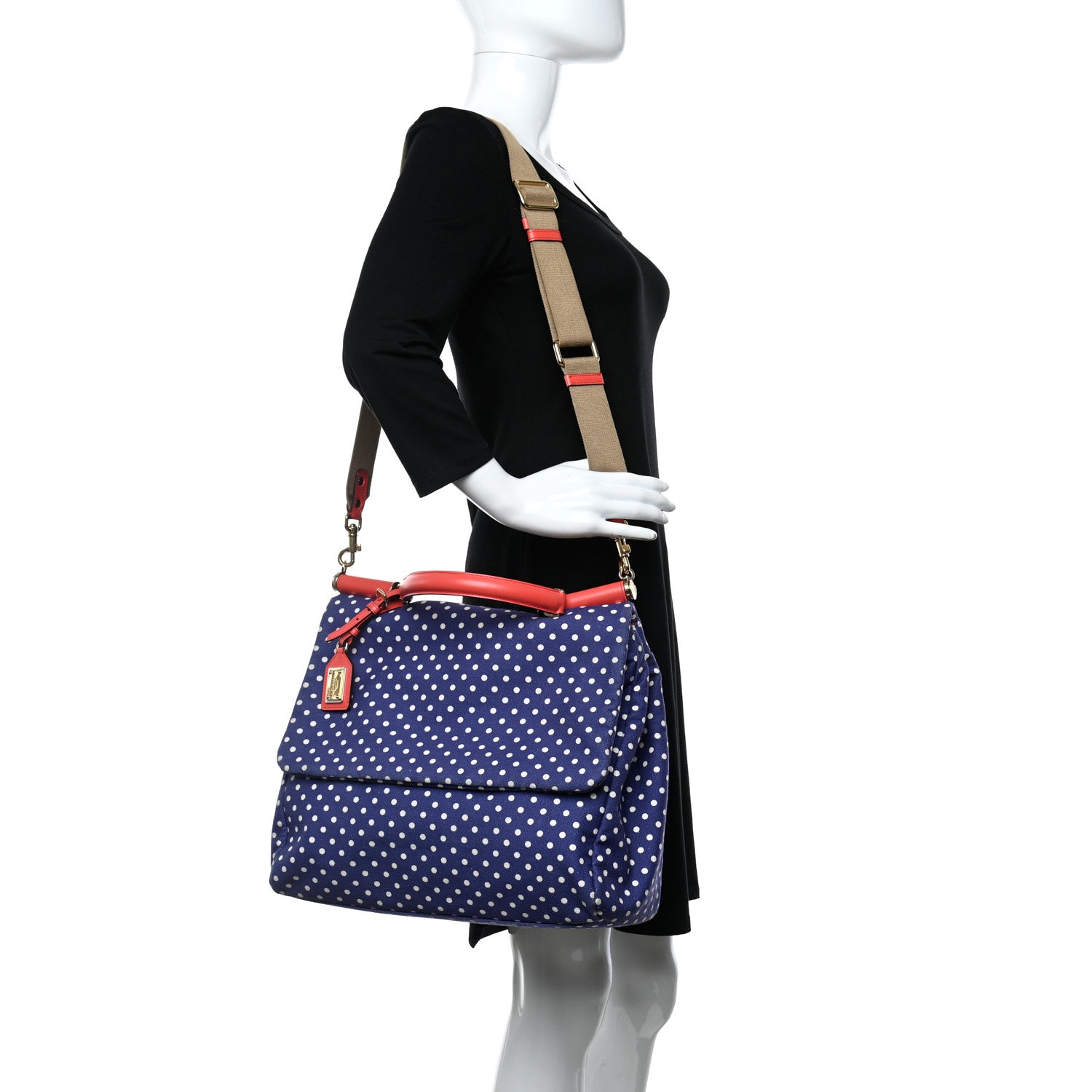 Dolce & Gabbana Canvas Polka Dot Miss Sicily Satchel Blue 2 of 10