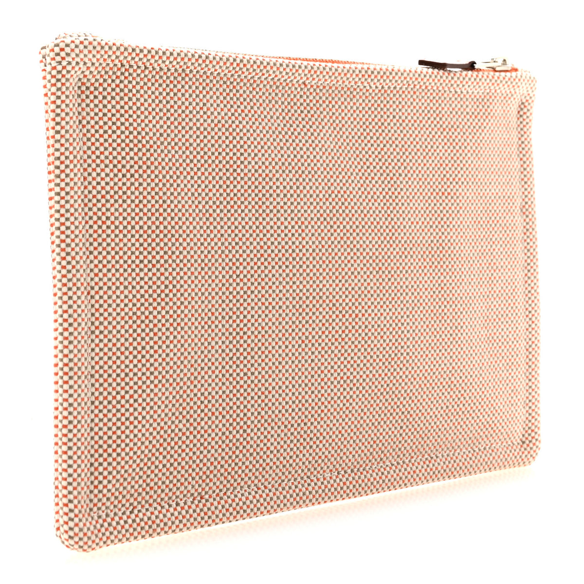 Hermes H Canvas Embroidered Small Faubourg Corner Case  Orange Ficelle 3 of 7