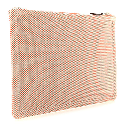 Hermes H Canvas Embroidered Small Faubourg Corner Case  Orange Ficelle 3 of 7