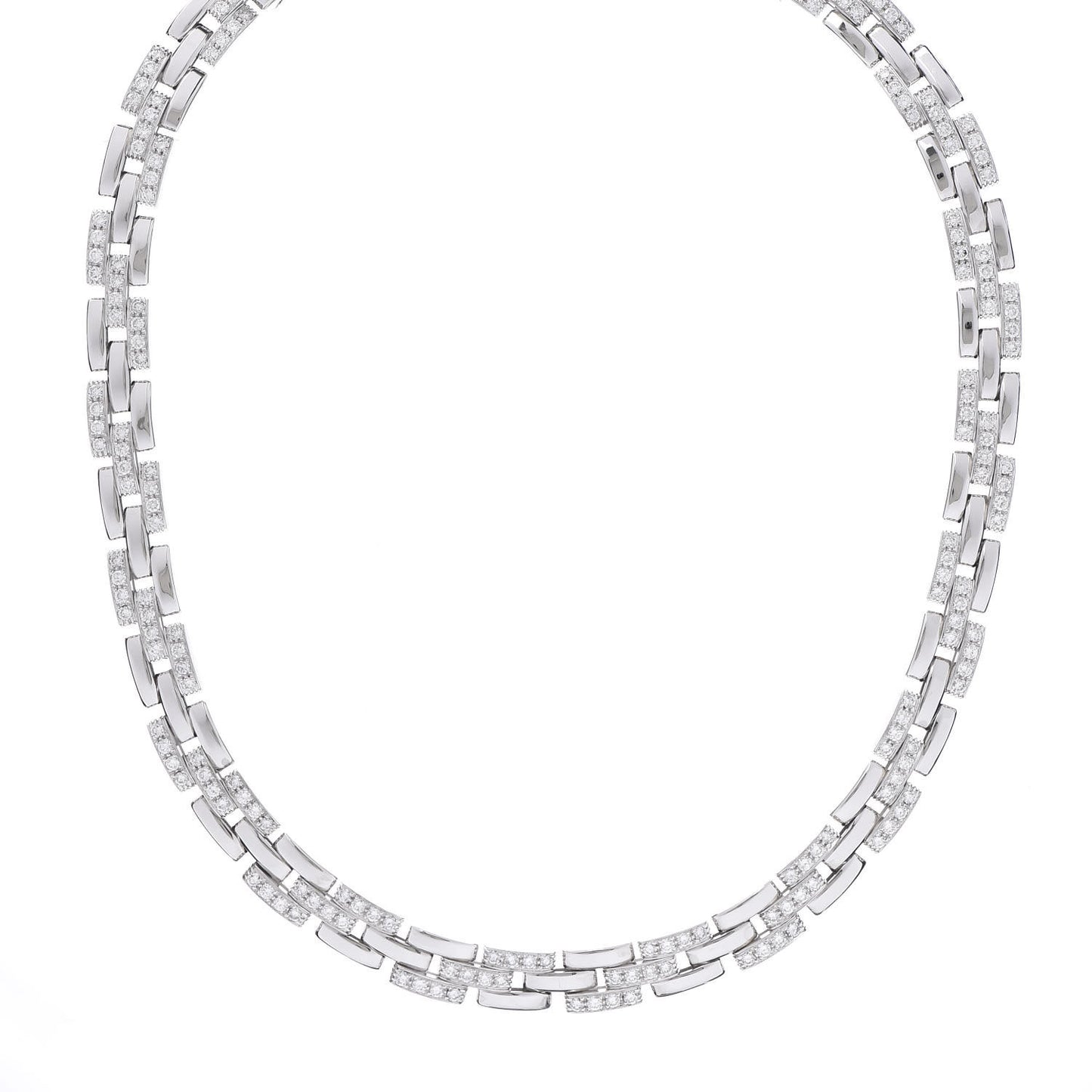 18K White Gold Diamond Maillon Panthere Paved Necklace