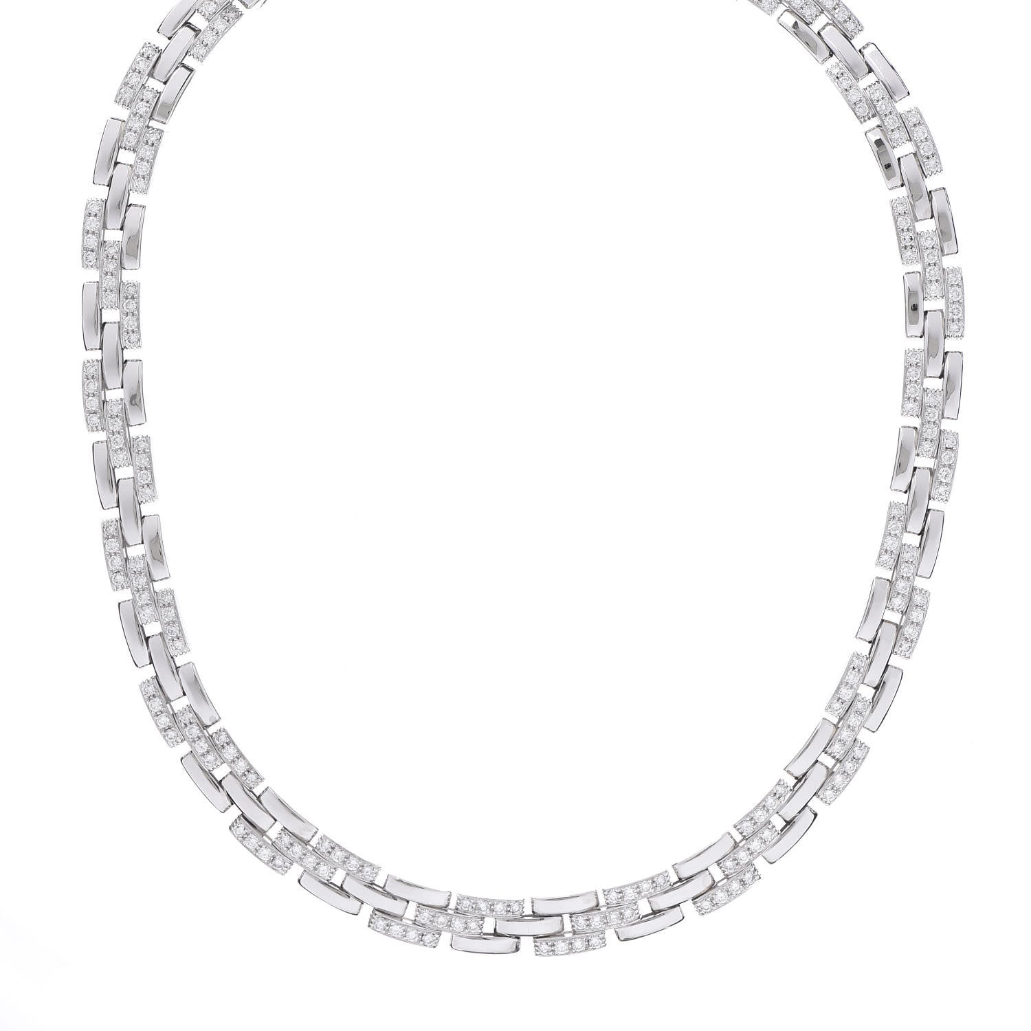 Cartier 18K White Gold Diamond Maillon Panthere Paved Necklace 1 of 5