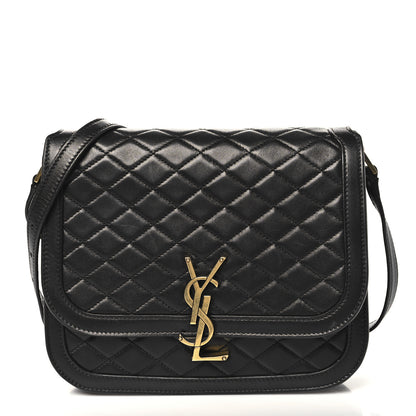 Saint Laurent Lambskin Quilted Monogram Medium Solferino Satchel Black 1 of 10