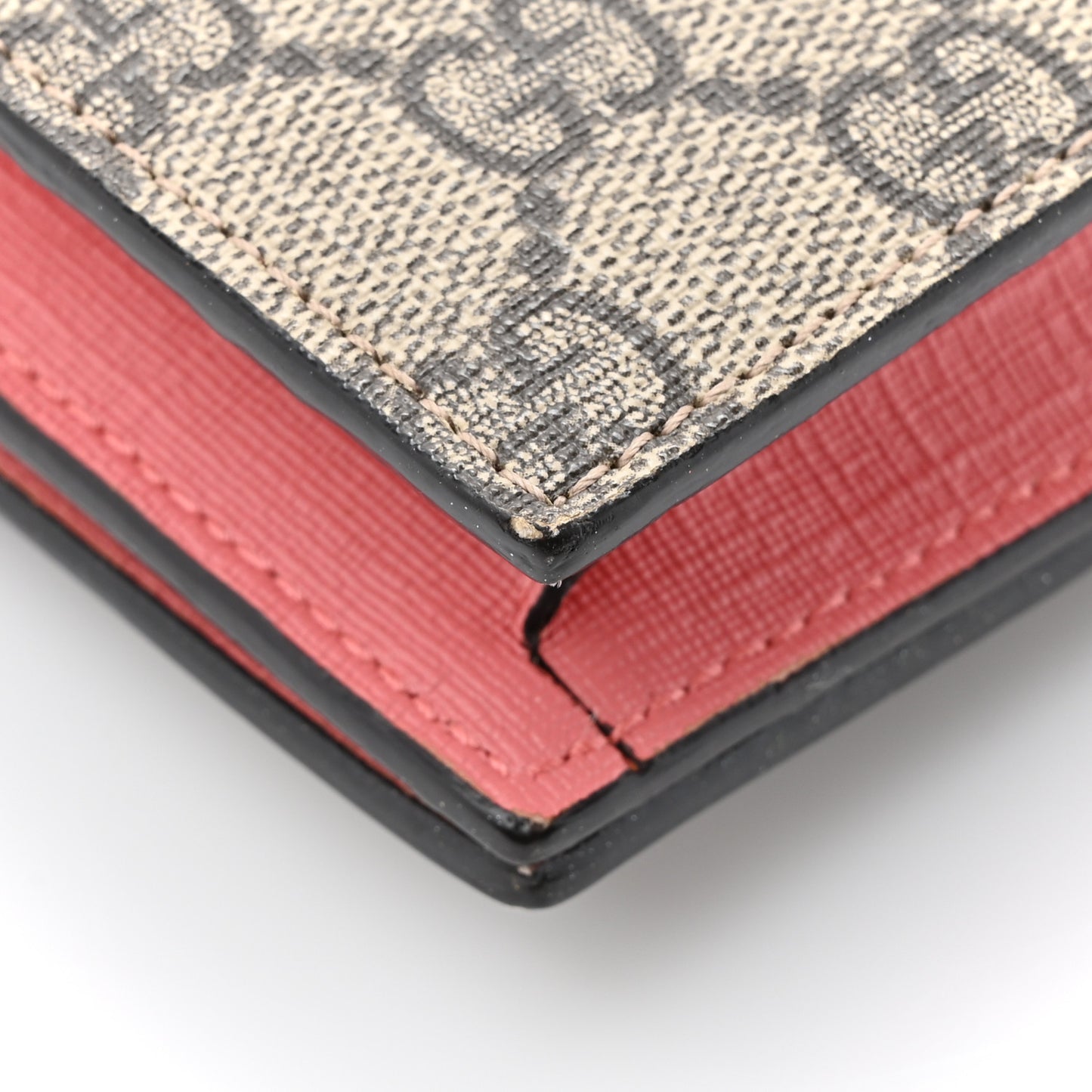 GG Supreme Monogram Face Embroidered Chain Wallet Pink